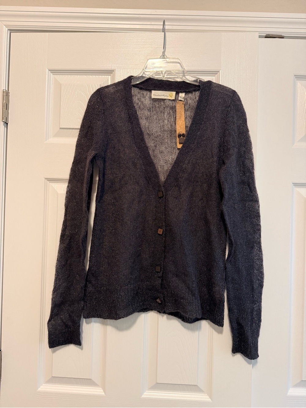 Anthropologie Charlie & Robin Kid Mohair V-Neck Black Cardigan Sweater